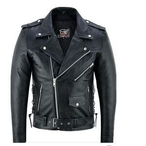 NWT Born To Race BTR Mens Leather Motorcycle Jacket Zip Up Size XL